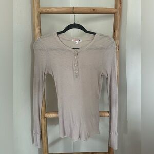 SUNDRY TAUPE BUTTON DOWN LONG SLEEVE TOP